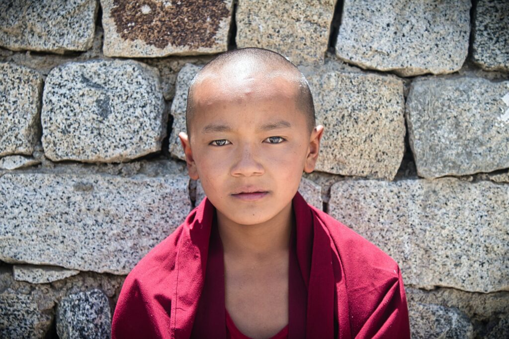 Buddhist monk, Ney Village, top10 places to visit inl adakh