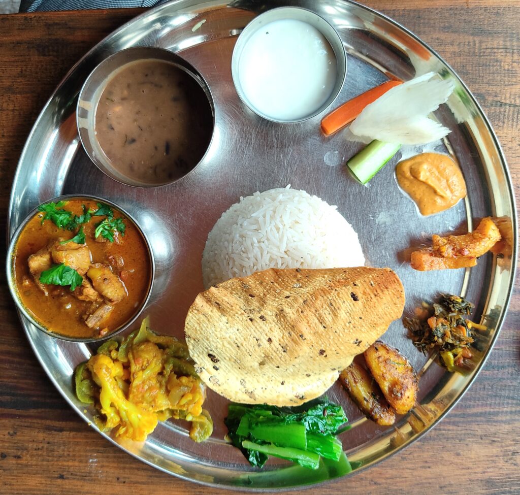 nepali thali, daal baat, mardi himal trek